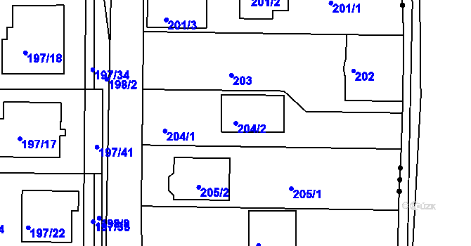 Parcela st. 204/2 v KÚ Adamov u Českých Budějovic, Katastrální mapa