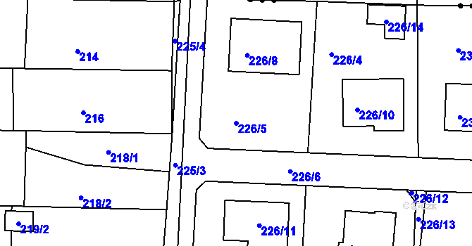 Parcela st. 226/5 v KÚ Adamov u Českých Budějovic, Katastrální mapa