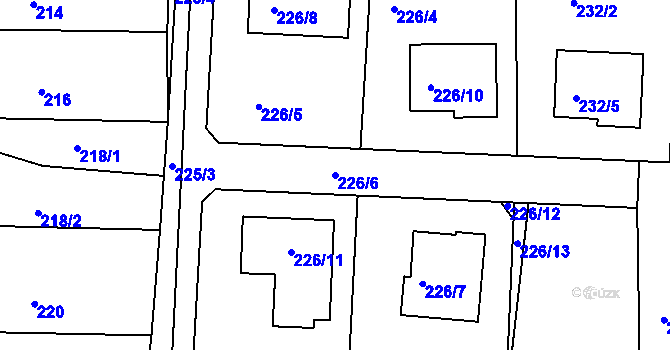 Parcela st. 226/6 v KÚ Adamov u Českých Budějovic, Katastrální mapa