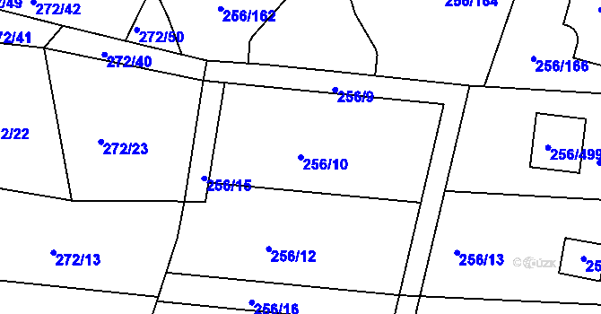 Parcela st. 256/10 v KÚ Adamov u Českých Budějovic, Katastrální mapa