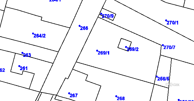 Parcela st. 269/1 v KÚ Adamov u Českých Budějovic, Katastrální mapa
