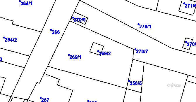 Parcela st. 269/2 v KÚ Adamov u Českých Budějovic, Katastrální mapa