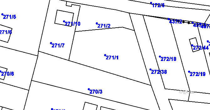 Parcela st. 271/1 v KÚ Adamov u Českých Budějovic, Katastrální mapa