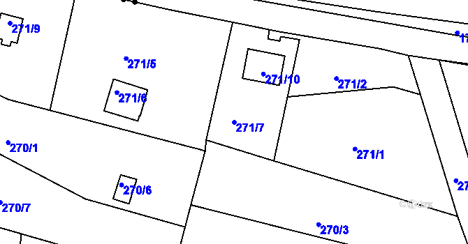 Parcela st. 271/7 v KÚ Adamov u Českých Budějovic, Katastrální mapa