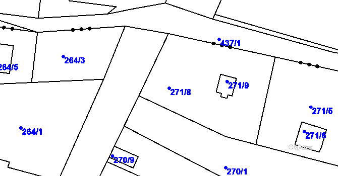 Parcela st. 271/8 v KÚ Adamov u Českých Budějovic, Katastrální mapa