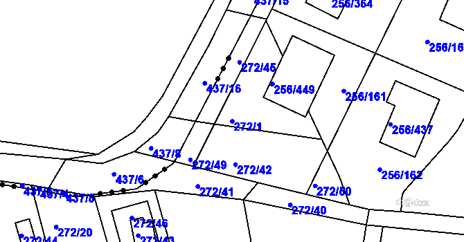 Parcela st. 272/1 v KÚ Adamov u Českých Budějovic, Katastrální mapa