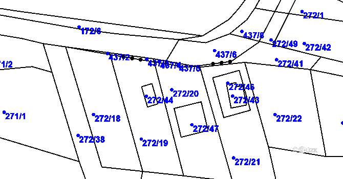 Parcela st. 272/20 v KÚ Adamov u Českých Budějovic, Katastrální mapa