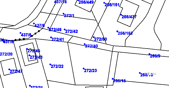 Parcela st. 272/40 v KÚ Adamov u Českých Budějovic, Katastrální mapa