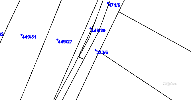 Parcela st. 323/6 v KÚ Adamov u Českých Budějovic, Katastrální mapa