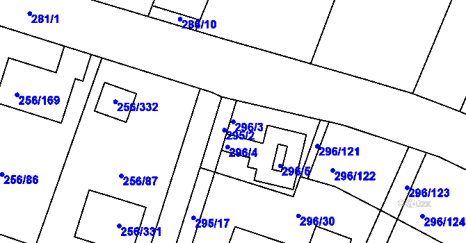 Parcela st. 296/3 v KÚ Adamov u Českých Budějovic, Katastrální mapa