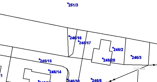 Parcela st. 246/17 v KÚ Adamov u Českých Budějovic, Katastrální mapa