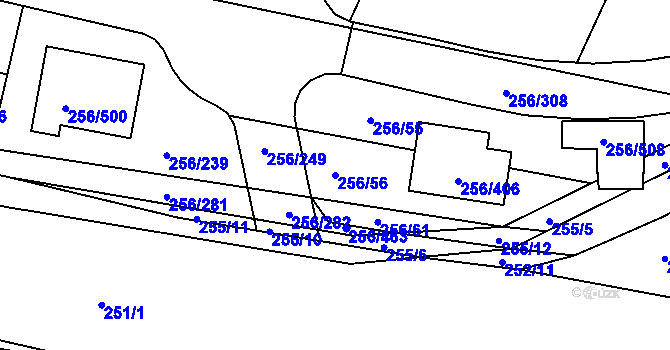 Parcela st. 256/56 v KÚ Adamov u Českých Budějovic, Katastrální mapa