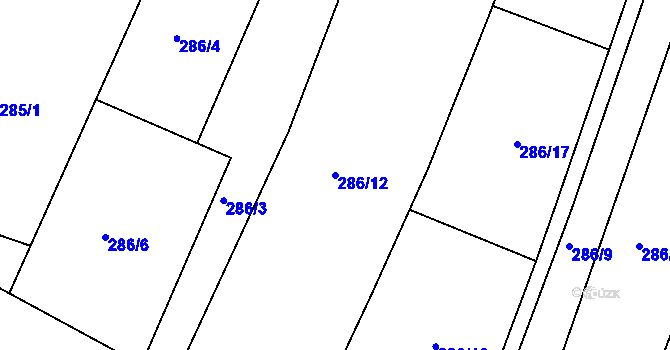 Parcela st. 286/12 v KÚ Adamov u Českých Budějovic, Katastrální mapa