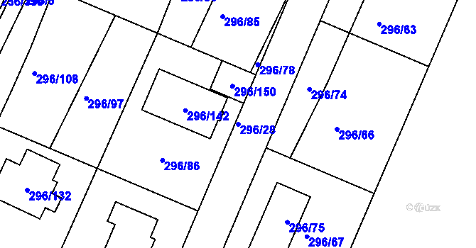Parcela st. 296/28 v KÚ Adamov u Českých Budějovic, Katastrální mapa