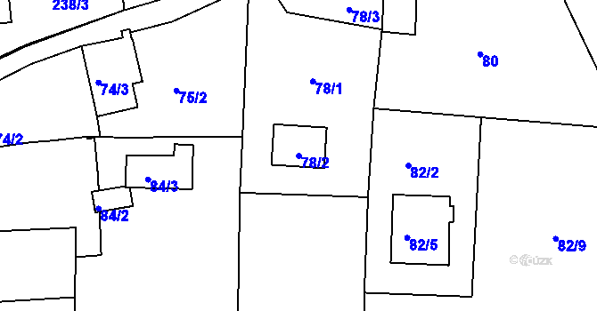 Parcela st. 78/2 v KÚ Adamov u Českých Budějovic, Katastrální mapa