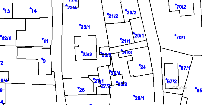 Parcela st. 23/5 v KÚ Adamov u Českých Budějovic, Katastrální mapa