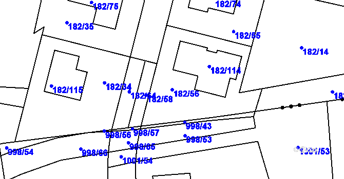 Parcela st. 182/56 v KÚ Adamov u Českých Budějovic, Katastrální mapa
