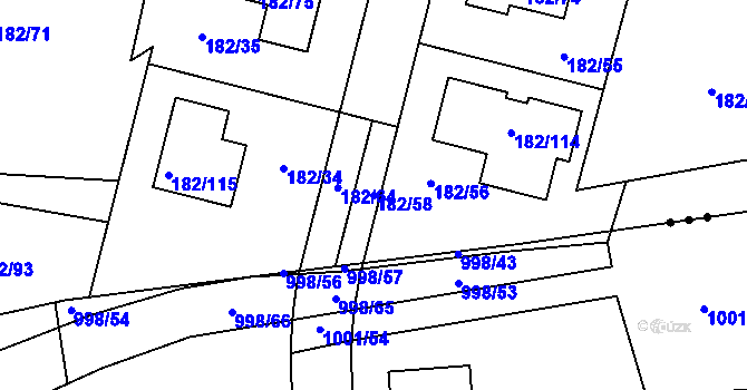 Parcela st. 182/58 v KÚ Adamov u Českých Budějovic, Katastrální mapa