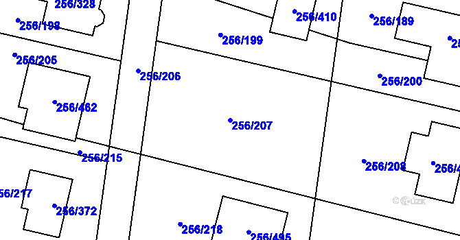 Parcela st. 256/207 v KÚ Adamov u Českých Budějovic, Katastrální mapa