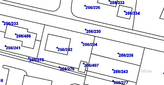 Parcela st. 256/234 v KÚ Adamov u Českých Budějovic, Katastrální mapa