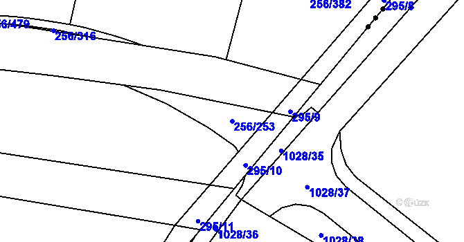Parcela st. 256/253 v KÚ Adamov u Českých Budějovic, Katastrální mapa