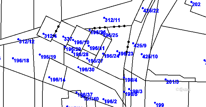 Parcela st. 196/24 v KÚ Adamov u Českých Budějovic, Katastrální mapa