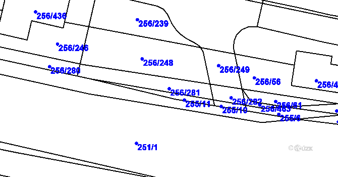 Parcela st. 256/281 v KÚ Adamov u Českých Budějovic, Katastrální mapa