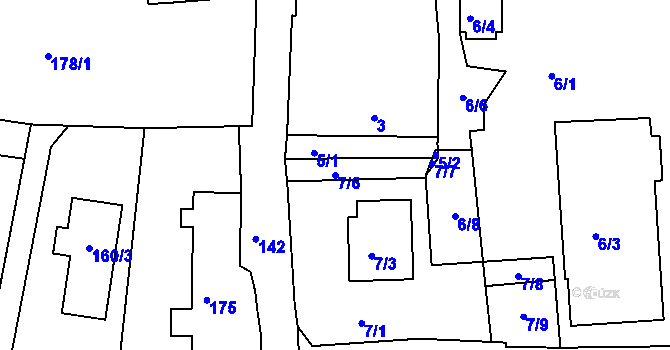 Parcela st. 7/6 v KÚ Adamov u Českých Budějovic, Katastrální mapa