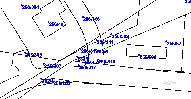 Parcela st. 252/6 v KÚ Adamov u Českých Budějovic, Katastrální mapa