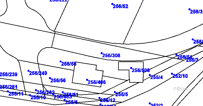 Parcela st. 256/308 v KÚ Adamov u Českých Budějovic, Katastrální mapa