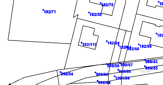 Parcela st. 182/115 v KÚ Adamov u Českých Budějovic, Katastrální mapa