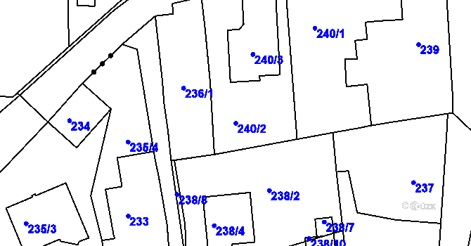 Parcela st. 240/2 v KÚ Adamov u Českých Budějovic, Katastrální mapa