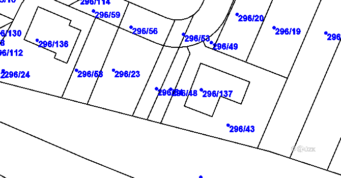 Parcela st. 296/48 v KÚ Adamov u Českých Budějovic, Katastrální mapa
