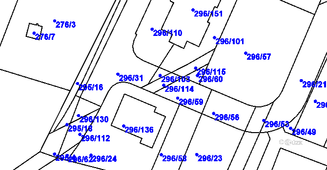 Parcela st. 296/114 v KÚ Adamov u Českých Budějovic, Katastrální mapa
