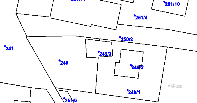 Parcela st. 249/3 v KÚ Adamov u Českých Budějovic, Katastrální mapa