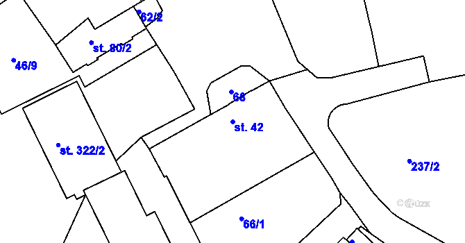 Parcela st. 42 v KÚ Adamov, Katastrální mapa