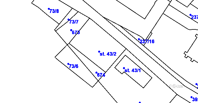 Parcela st. 43/2 v KÚ Adamov, Katastrální mapa