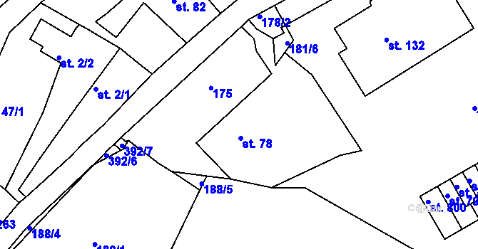 Parcela st. 78 v KÚ Adamov, Katastrální mapa