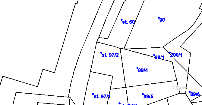 Parcela st. 97/2 v KÚ Adamov, Katastrální mapa