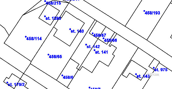 Parcela st. 142 v KÚ Adamov, Katastrální mapa