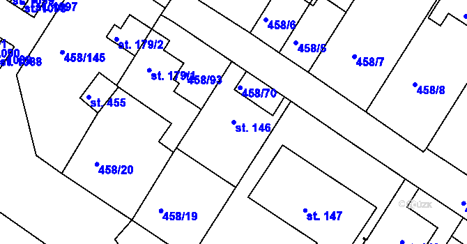 Parcela st. 146 v KÚ Adamov, Katastrální mapa