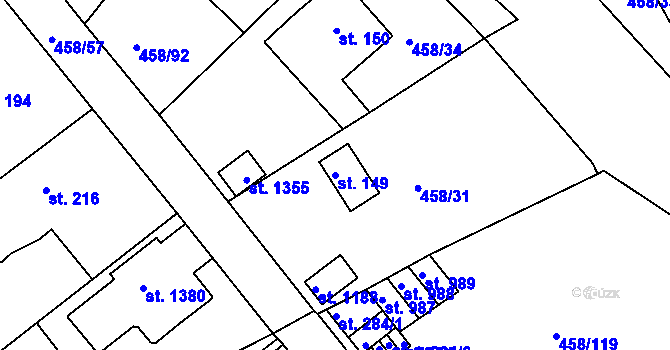 Parcela st. 149 v KÚ Adamov, Katastrální mapa