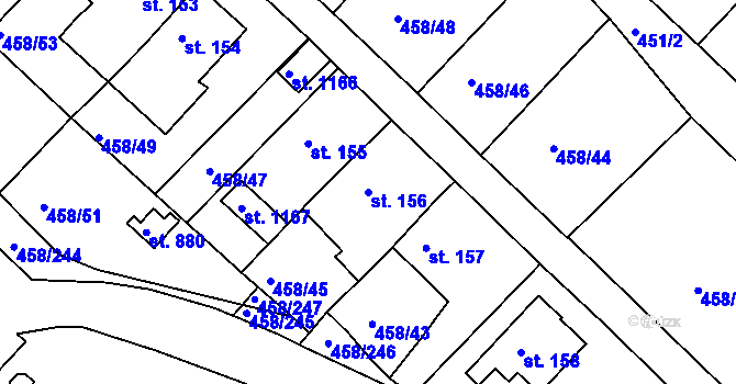 Parcela st. 156 v KÚ Adamov, Katastrální mapa