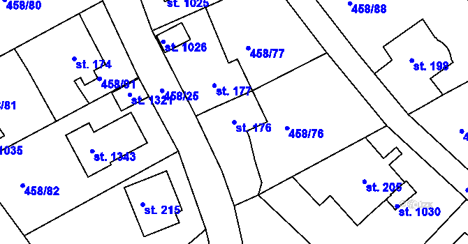 Parcela st. 176 v KÚ Adamov, Katastrální mapa