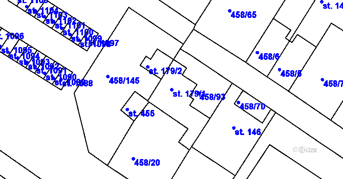 Parcela st. 179/1 v KÚ Adamov, Katastrální mapa