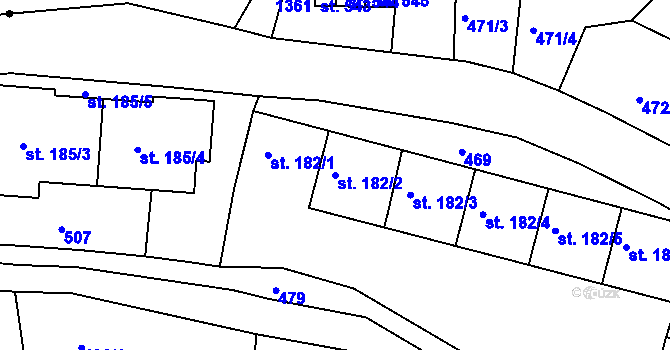 Parcela st. 182/2 v KÚ Adamov, Katastrální mapa