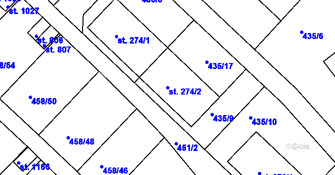Parcela st. 274/2 v KÚ Adamov, Katastrální mapa