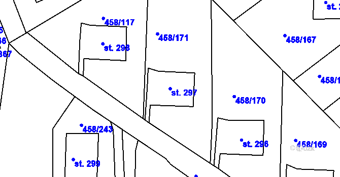 Parcela st. 297 v KÚ Adamov, Katastrální mapa