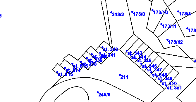 Parcela st. 341 v KÚ Adamov, Katastrální mapa