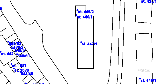 Parcela st. 447/1 v KÚ Adamov, Katastrální mapa